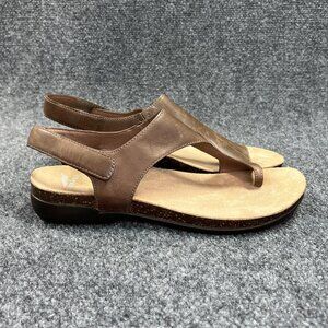 Dansko Reece Sandals Womens Size 10 Brown Leather Comfort Casual Ankle Wrap Flip